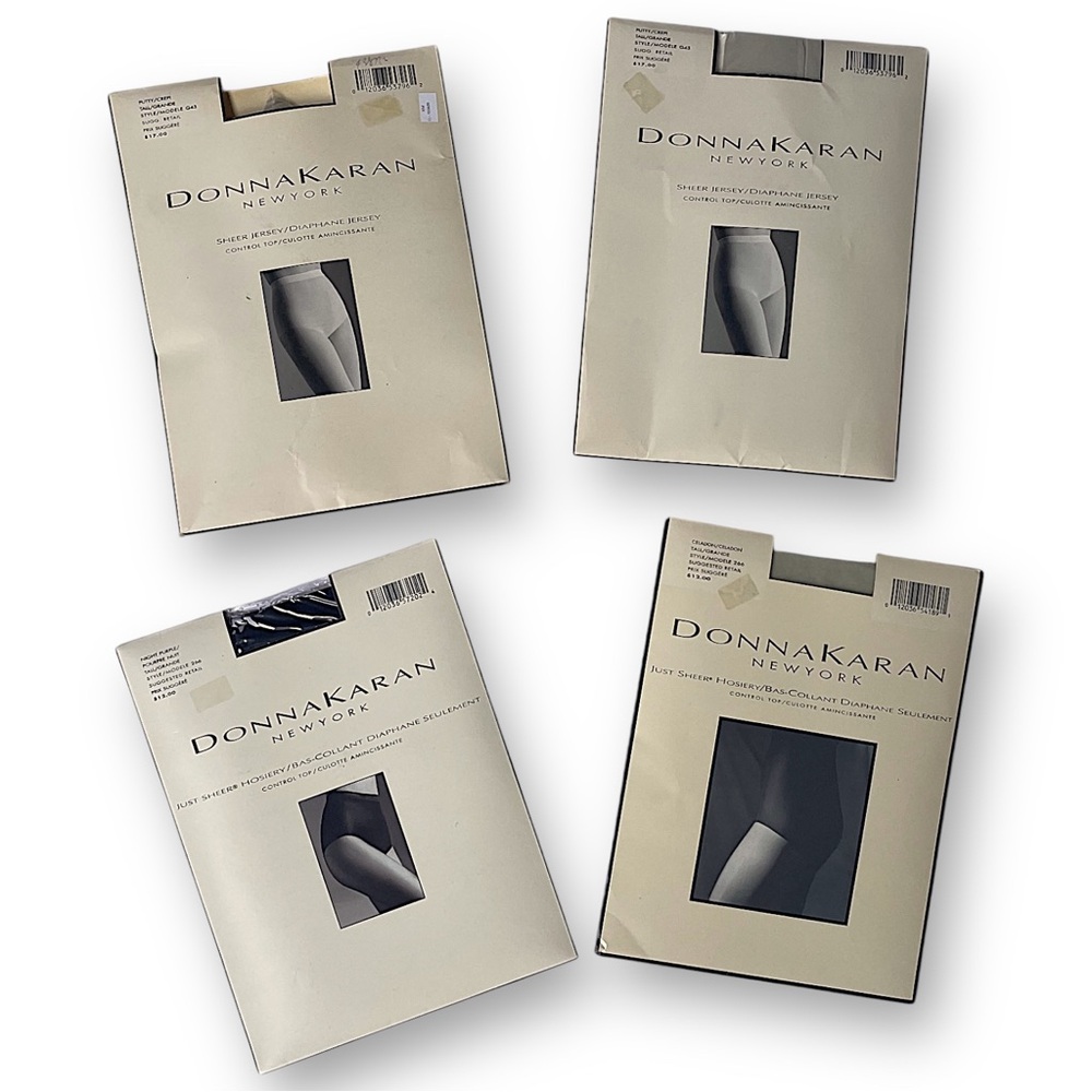 Donna Karan Hosiery Lot Sheer Jersey Control Top Pantyhose Vintage NIP